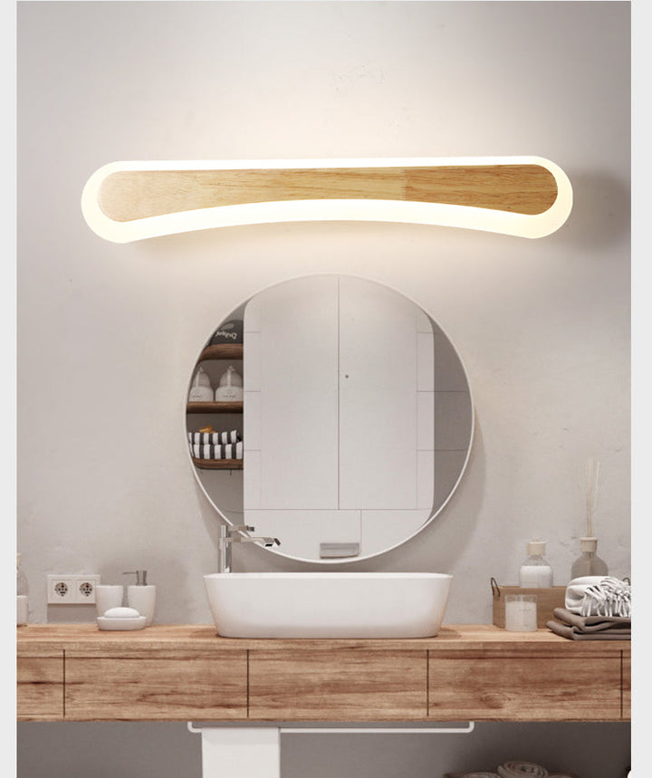 Stornfield | Modern Wooden Bathroom Wall Light with LED Lighting and Acrylic Shade