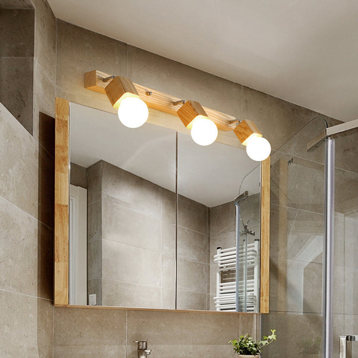Stornfield | Modern Wooden Makeup Mirror with Light, Adjustable Wall Arm, Cosmetic Wall Lights for Bathroom