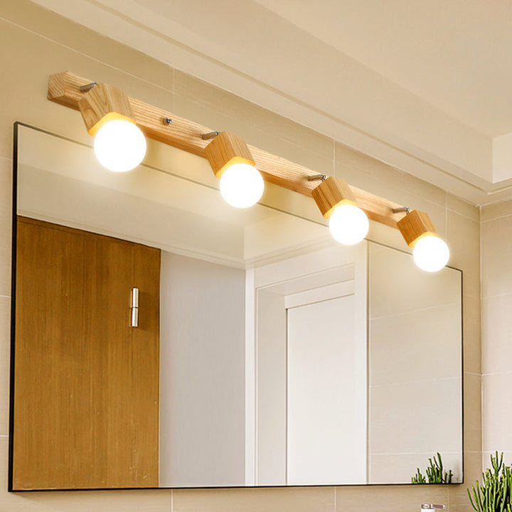 Stornfield | Modern Wooden Makeup Mirror with Light, Adjustable Wall Arm, Cosmetic Wall Lights for Bathroom