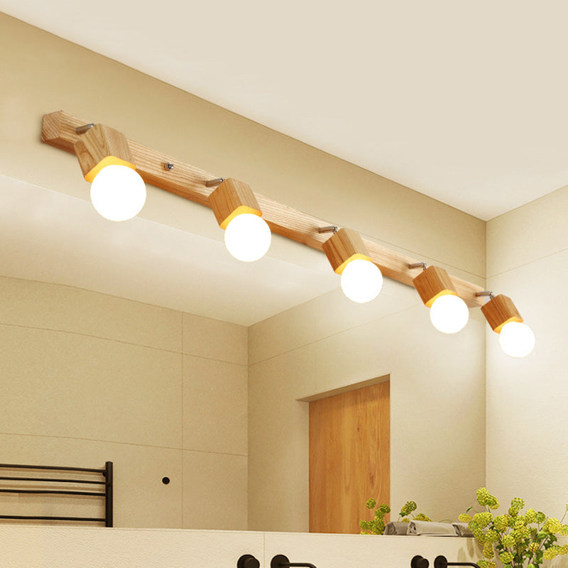 Stornfield | Modern Wooden Makeup Mirror with Light, Adjustable Wall Arm, Cosmetic Wall Lights for Bathroom