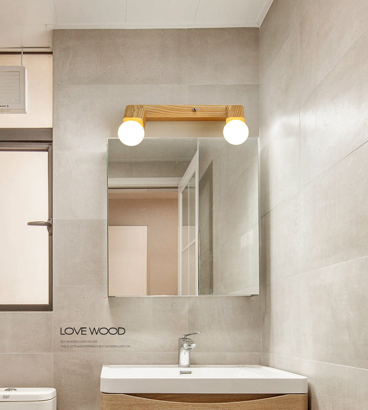 Stornfield | Modern Wooden Makeup Mirror with Light, Adjustable Wall Arm, Cosmetic Wall Lights for Bathroom