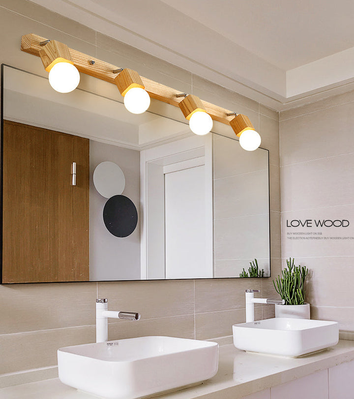 Stornfield | Modern Wooden Makeup Mirror with Light, Adjustable Wall Arm, Cosmetic Wall Lights for Bathroom