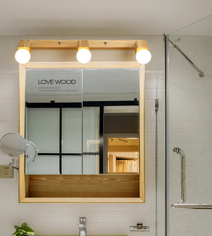 Stornfield | Modern Wooden Makeup Mirror with Light, Adjustable Wall Arm, Cosmetic Wall Lights for Bathroom