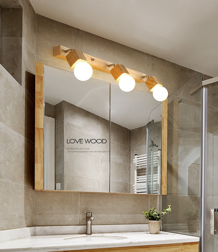 Stornfield | Modern Wooden Makeup Mirror with Light, Adjustable Wall Arm, Cosmetic Wall Lights for Bathroom