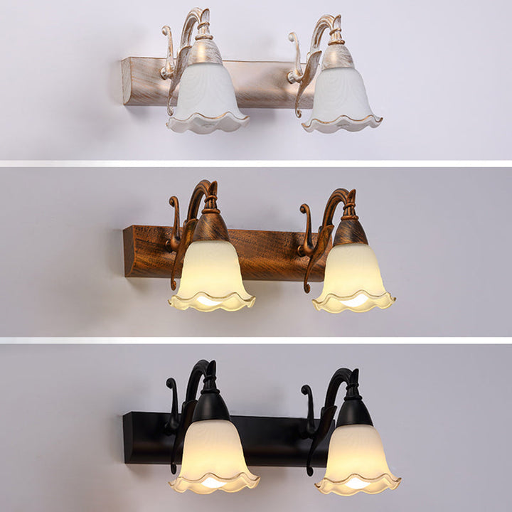 2 Lights Bathroom Light Fixture American Waterproof Light above Mirror in White Glass Shade | Stornfield