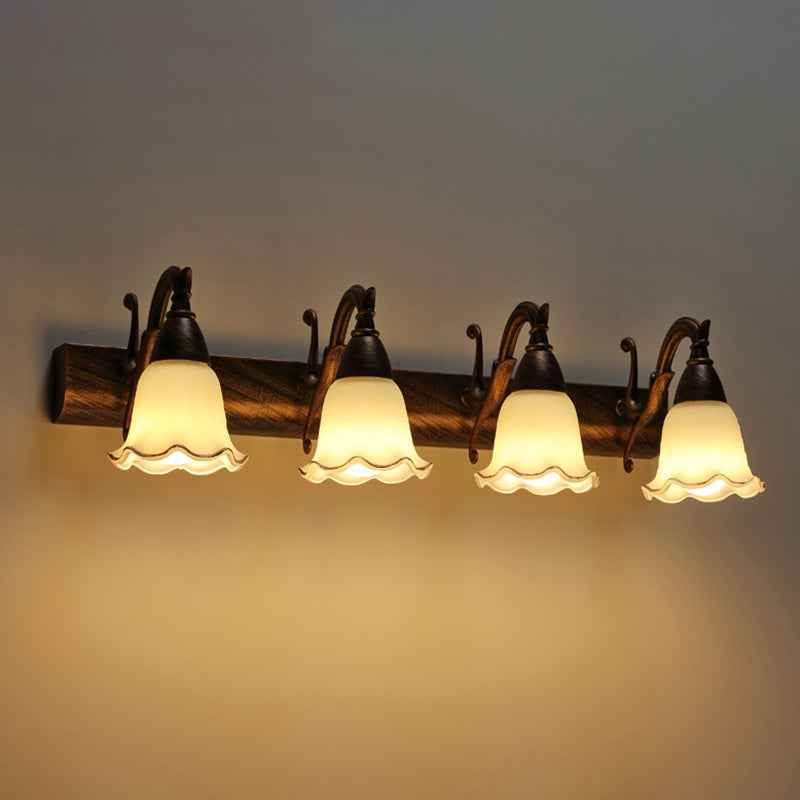 2 Lights Bathroom Light Fixture American Waterproof Light above Mirror in White Glass Shade | Stornfield