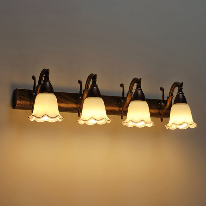 2 Lights Bathroom Light Fixture American Waterproof Light above Mirror in White Glass Shade | Stornfield