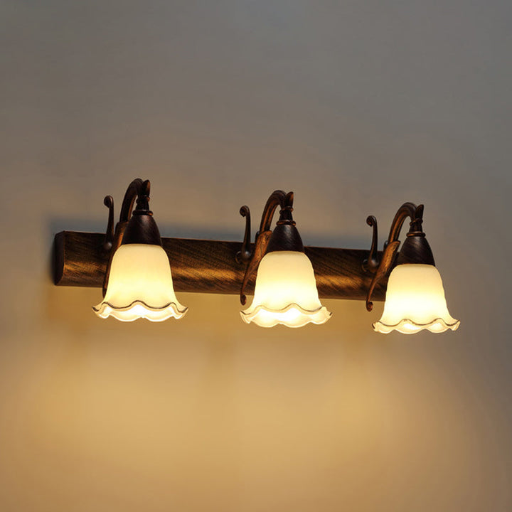2 Lights Bathroom Light Fixture American Waterproof Light above Mirror in White Glass Shade | Stornfield