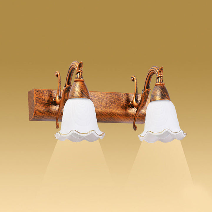 2 Lights Bathroom Light Fixture American Waterproof Light above Mirror in White Glass Shade | Stornfield