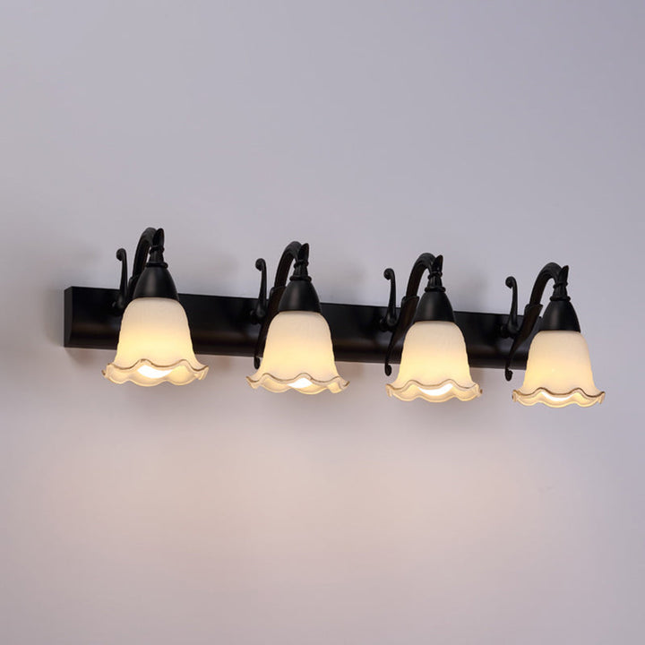 2 Lights Bathroom Light Fixture American Waterproof Light above Mirror in White Glass Shade | Stornfield