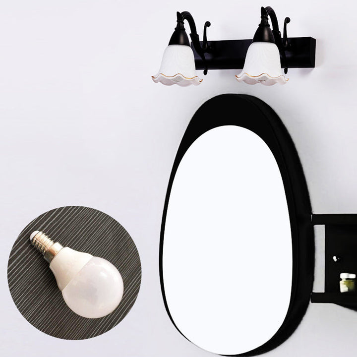 2 Lights Bathroom Light Fixture American Waterproof Light above Mirror in White Glass Shade | Stornfield
