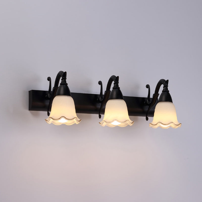 2 Lights Bathroom Light Fixture American Waterproof Light above Mirror in White Glass Shade | Stornfield