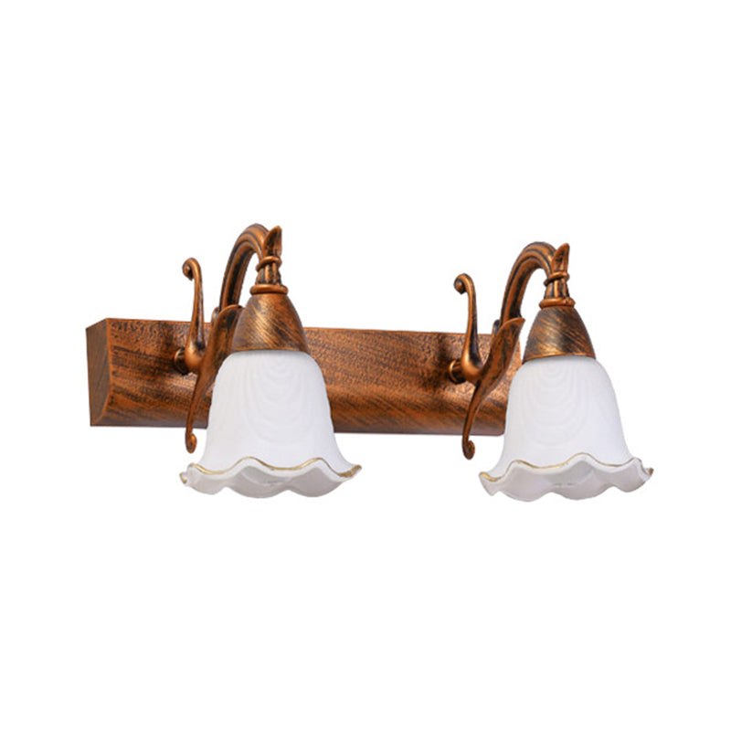 2 Lights Bathroom Light Fixture American Waterproof Light above Mirror in White Glass Shade | Stornfield