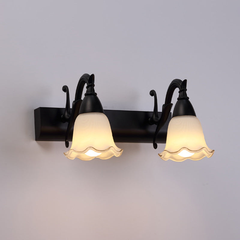 2 Lights Bathroom Light Fixture American Waterproof Light above Mirror in White Glass Shade | Stornfield