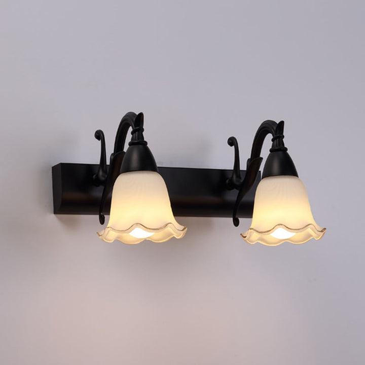 2 Lights Bathroom Light Fixture American Waterproof Light above Mirror in White Glass Shade | Stornfield