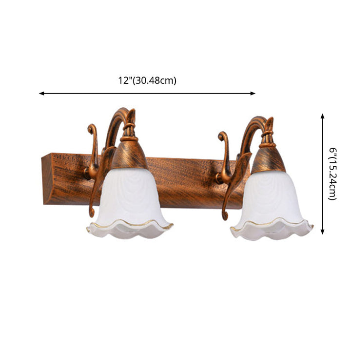 2 Lights Bathroom Light Fixture American Waterproof Light above Mirror in White Glass Shade | Stornfield