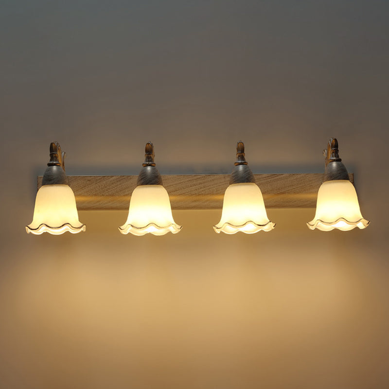 2 Lights Bathroom Light Fixture American Waterproof Light above Mirror in White Glass Shade | Stornfield