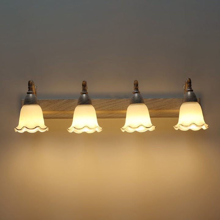 2 Lights Bathroom Light Fixture American Waterproof Light above Mirror in White Glass Shade | Stornfield