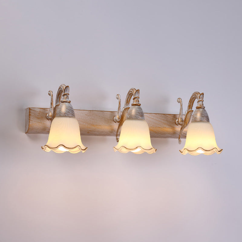 2 Lights Bathroom Light Fixture American Waterproof Light above Mirror in White Glass Shade | Stornfield