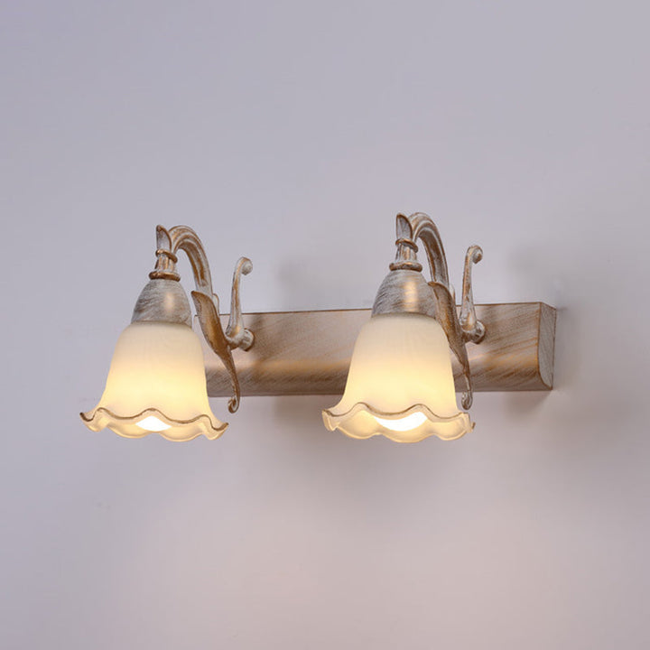 2 Lights Bathroom Light Fixture American Waterproof Light above Mirror in White Glass Shade | Stornfield
