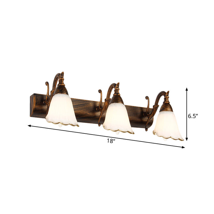 Stornfield | Classic Flower Opal Glass 2/3/4-Light Bronze/White Bathroom Vanity Wall Sconce