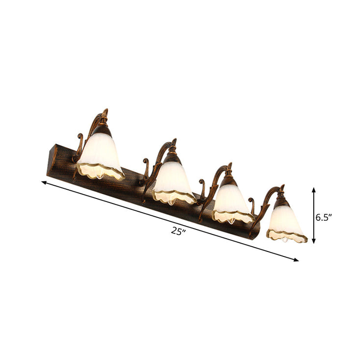 Stornfield | Classic Flower Opal Glass 2/3/4-Light Bronze/White Bathroom Vanity Wall Sconce
