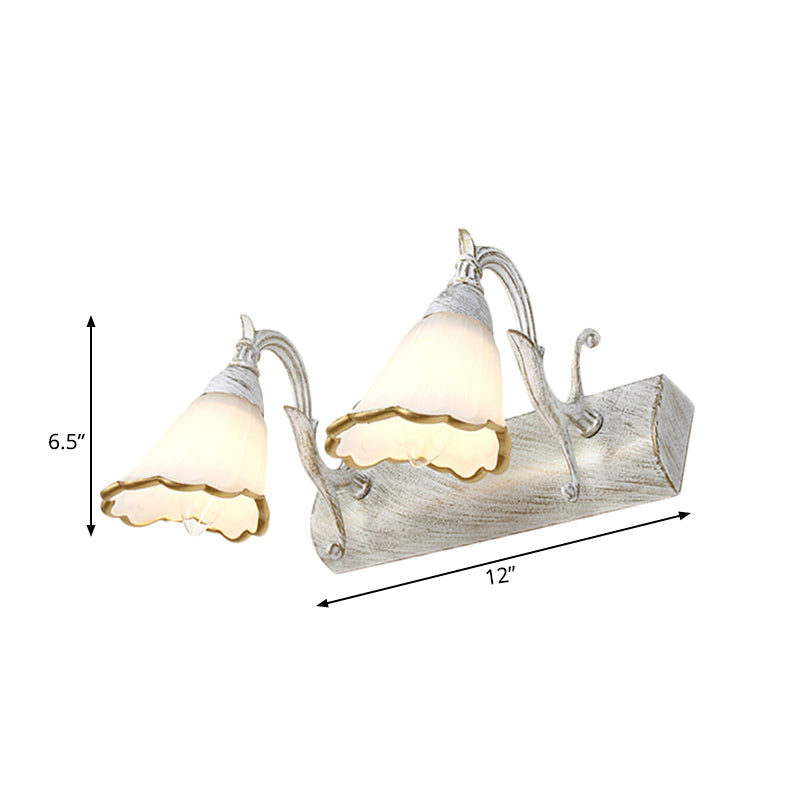 Stornfield | Classic Flower Opal Glass 2/3/4-Light Bronze/White Bathroom Vanity Wall Sconce