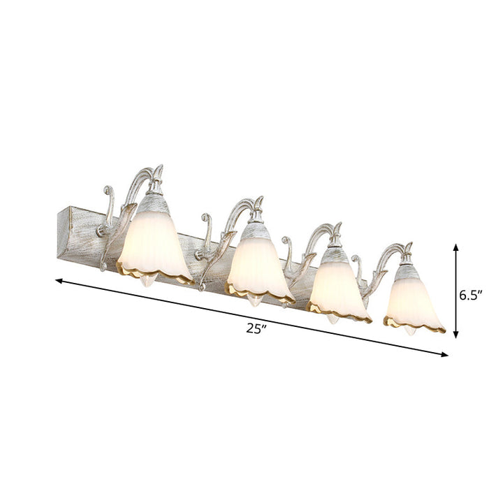 Stornfield | Classic Flower Opal Glass 2/3/4-Light Bronze/White Bathroom Vanity Wall Sconce