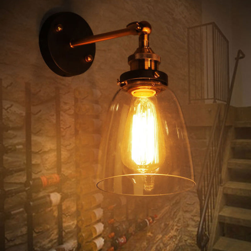 Oval Vanity Wall Light Fixtures Retro Industrial Style Glass Single  Vanity Light | Stornfield