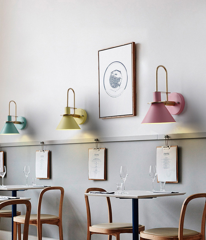 Macaroon Style Wall Mount Light Fixture Metal Colorful Sconce Light for Hotel Bedroom | Stornfield