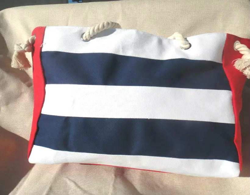 Shopping bag with maritime stripes and robust rope handles Stornfield