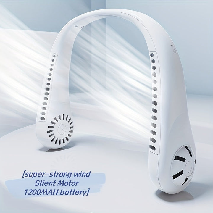 1pc Hands-Free Portable Neck Fan - Rechargeable, Leafless, and USB Powered - Perfect for Desk and Travel Use | Stornfield