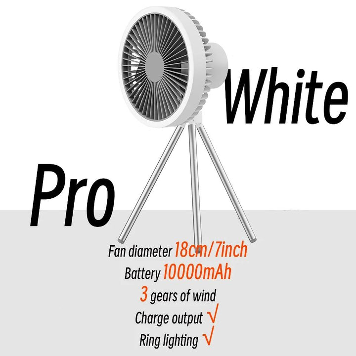Rechargeable 10,000mAh Camping Fan with LED Lighting and Power Bank | Stornfield
