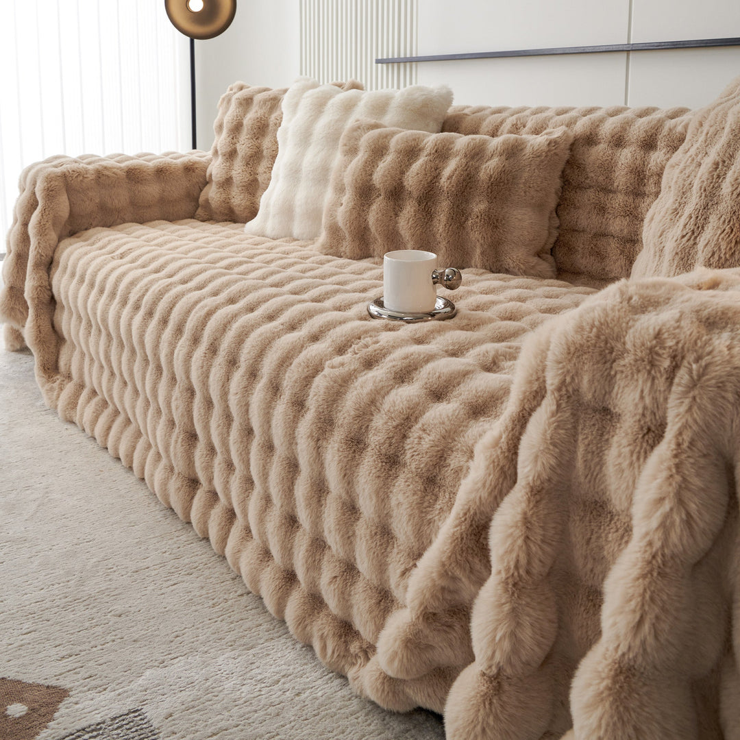 Luxe Ripple Faux Fur Sofa Cover - Modern, Stylish & Durable Sofa Protection | Stornfield