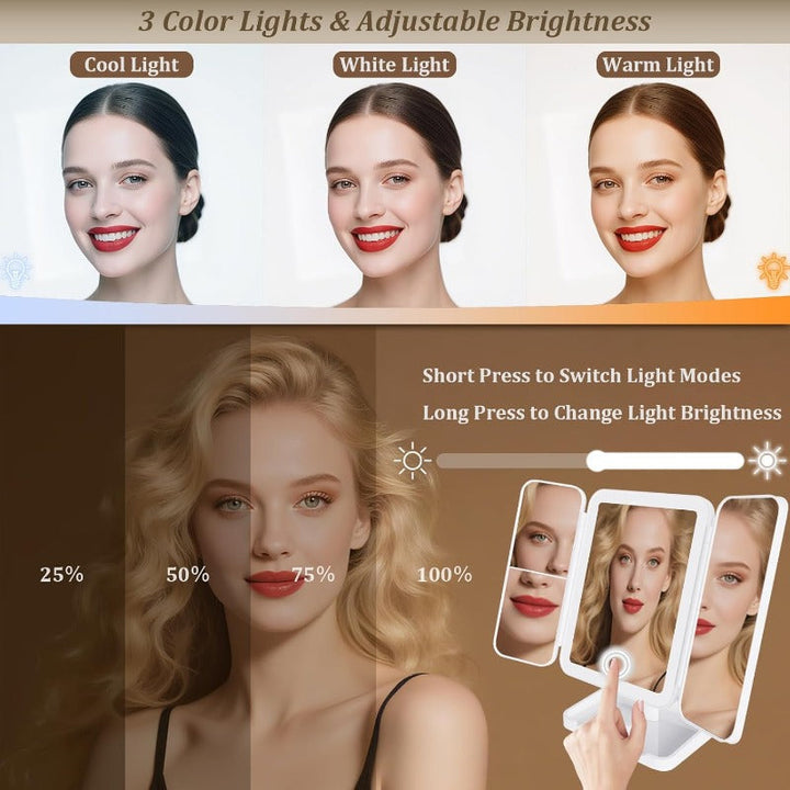Stornfield Tri-Fold LED Makeup Mirror