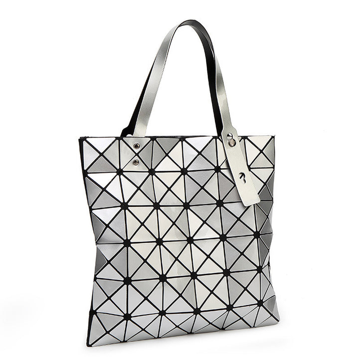 Geometric Patterned Tote Bag with Unique Reflective Design