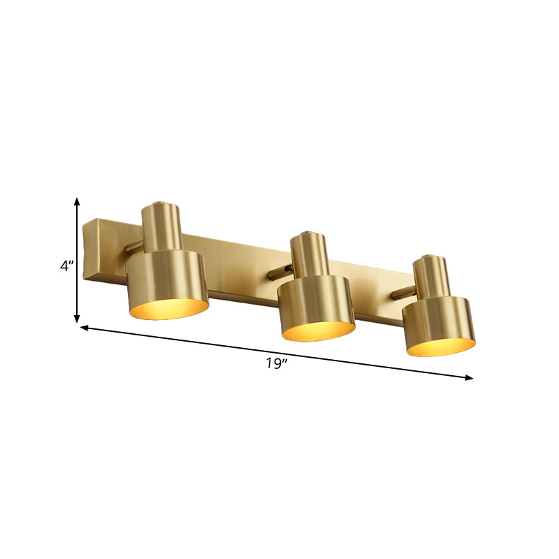 Metal Brass Wall Vanity Light Cylinder 1/2/3-Bulb LED Traditionalist Sconce Light Fixture for Bathroom | Stornfield