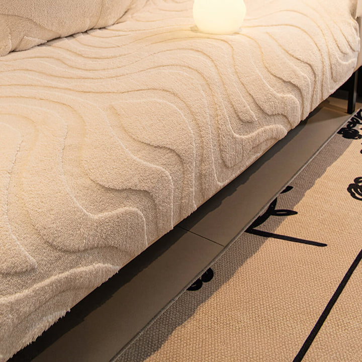 Warm Plush Curved Jacquard Non-Slip Sofa Protector Cover | Stornfield