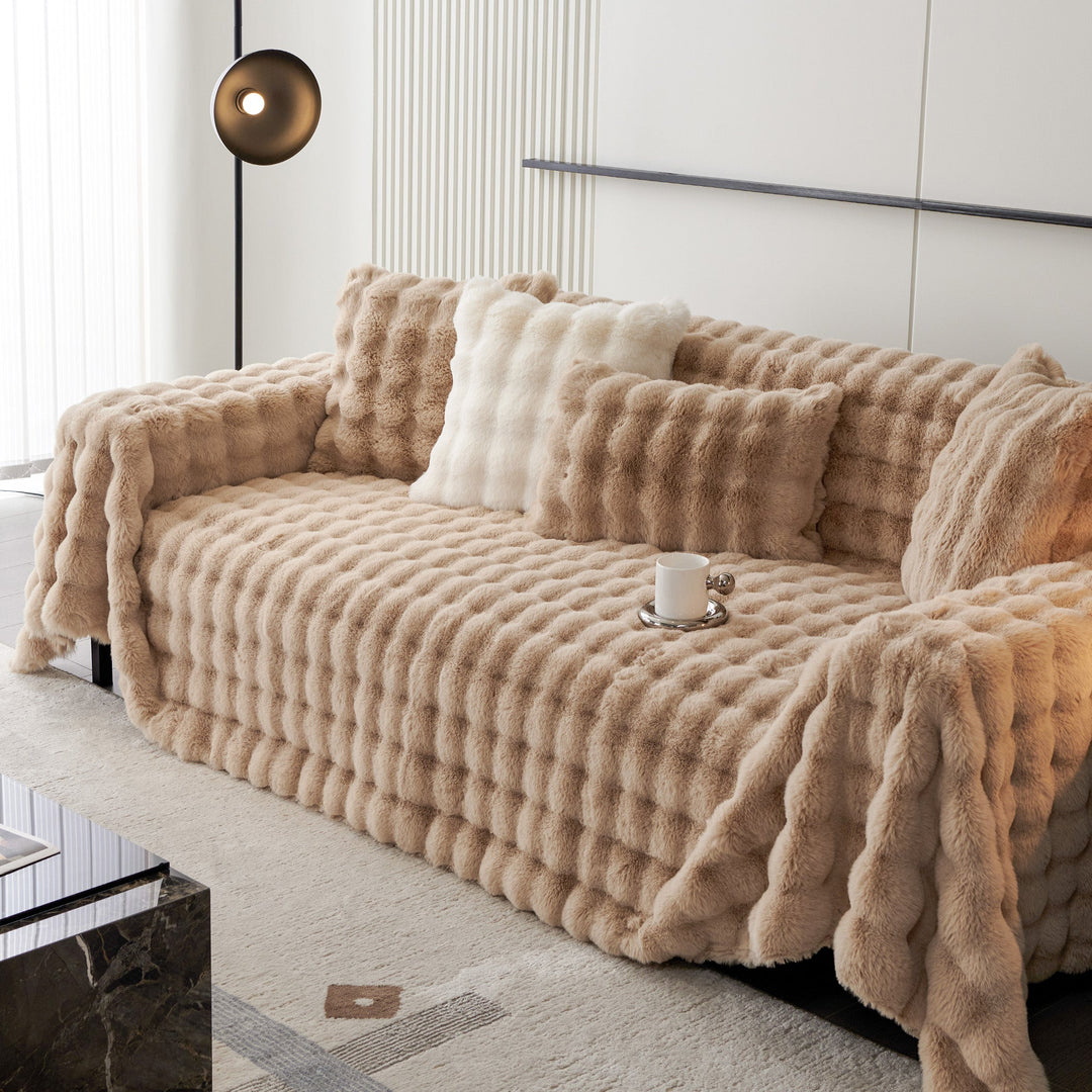Luxe Ripple Faux Fur Sofa Cover - Modern, Stylish & Durable Sofa Protection | Stornfield