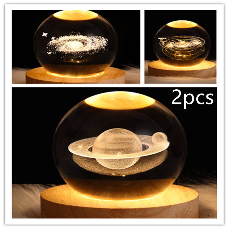 3D Galaxy Crystal Ball LED Night Light | Stornfield