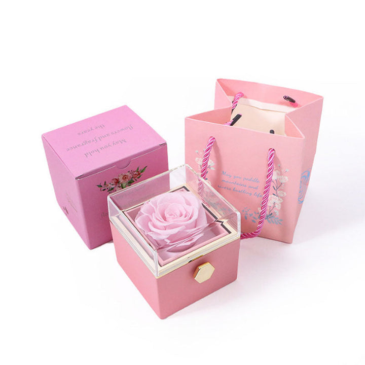 Stornfield | [Cadeau Idéal] Boîte de Rose Éternelle - Avec collier gravé & rose artificielle