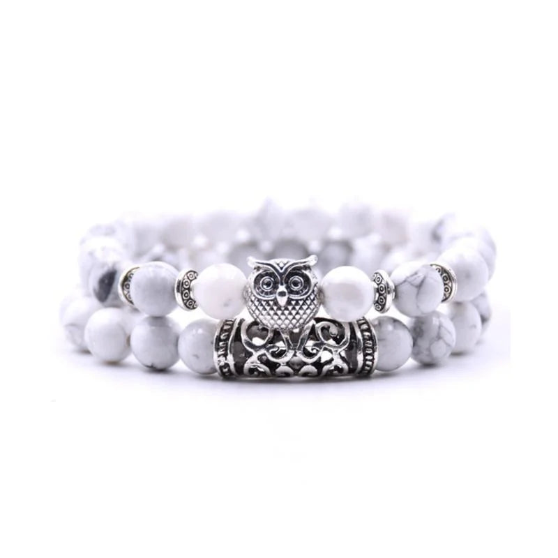 Stornfield | Bracelet en pierre naturelle avec charme hibou