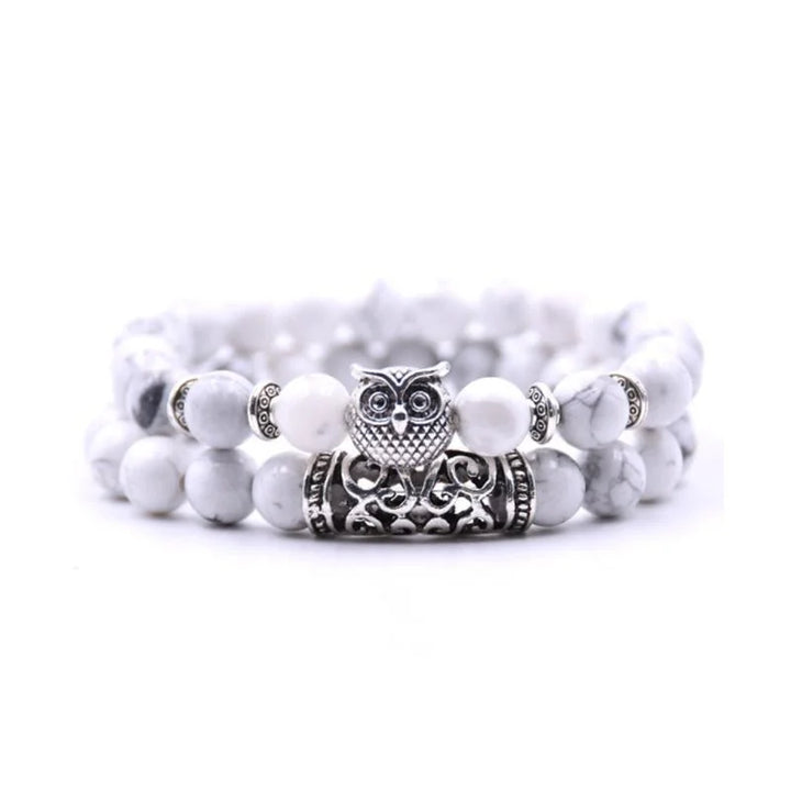 Stornfield | Bracelet en pierre naturelle avec charme hibou