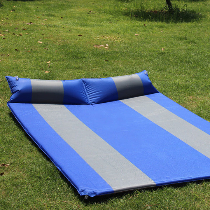 self-inflating double camping mattress with integrated headrest Stornfield
