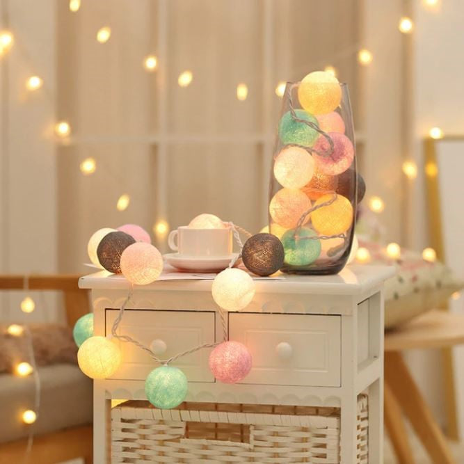 Cheerful Cotton Light Ball Garland - LumiBall | Stornfield
