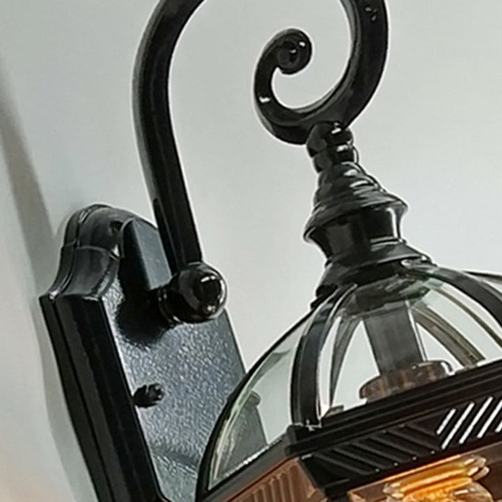 Traditional European Waterproof Aluminum Glass Hexagonal Prism 1-Light Wall Sconce Lamp For Garden | Stornfield