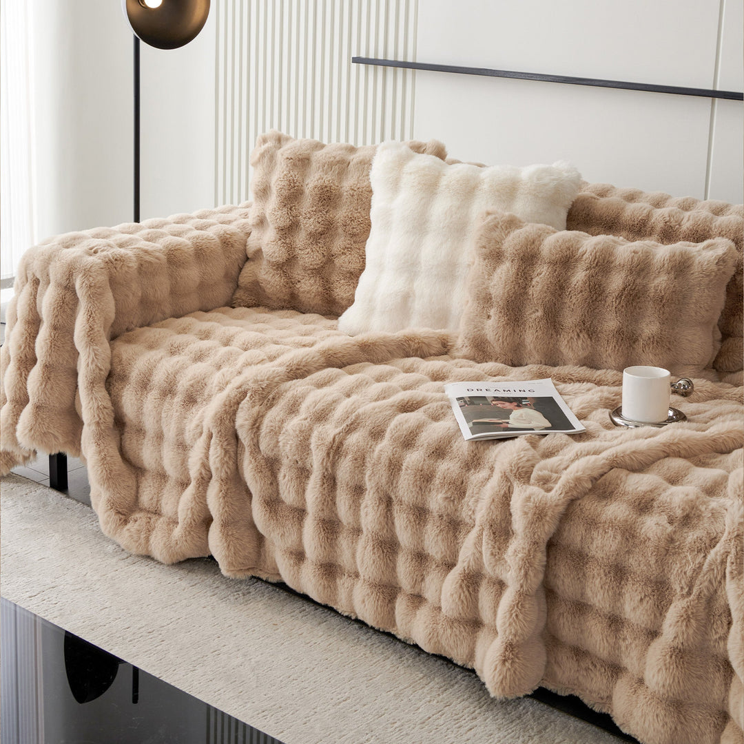 Luxe Ripple Faux Fur Sofa Cover - Modern, Stylish & Durable Sofa Protection | Stornfield