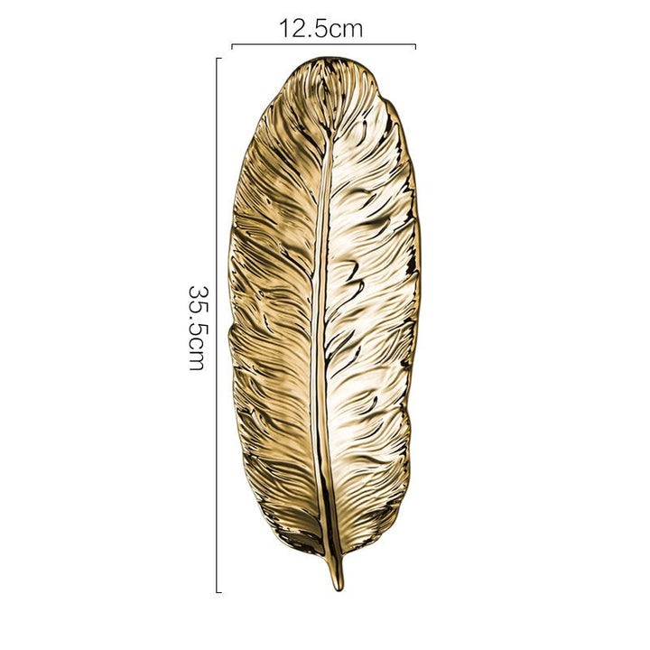 Stornfield | Nordic Light Luxury Style Golden Feather Plate Retro Plate Storage Plate Snack Plate Home Decor