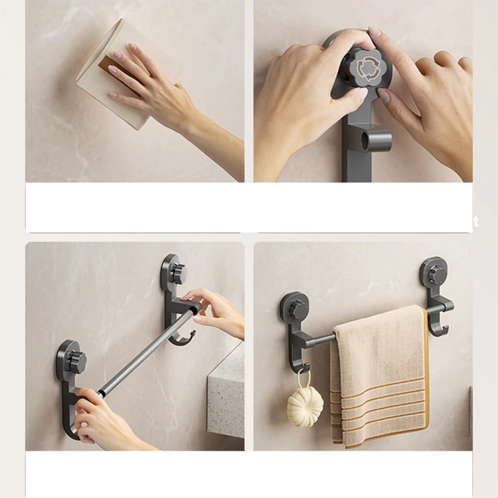 MagnaGrip Power Suction Cup Towel Holder – Black self-adhesive towel holder without drilling Stornfield