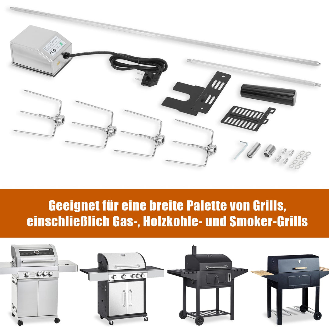 BBQ Grill Skewer Stainless Steel Motor 4x Meat Needle | Stornfield